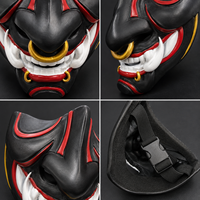 Masque japonais en résine Oni Samurai demi-visage, masque démoniaque Mempo Cosplay Kabuki pour hommes, accessoire de fête d'Halloween