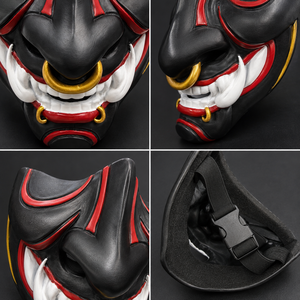 <span class=keywords><strong>Masque</strong></span> japonais en résine Oni Samurai demi-visage, <span class=keywords><strong>masque</strong></span> démoniaque Mempo Cosplay Kabuki pour hommes, accessoire de fête d'Halloween - Product Image 4
