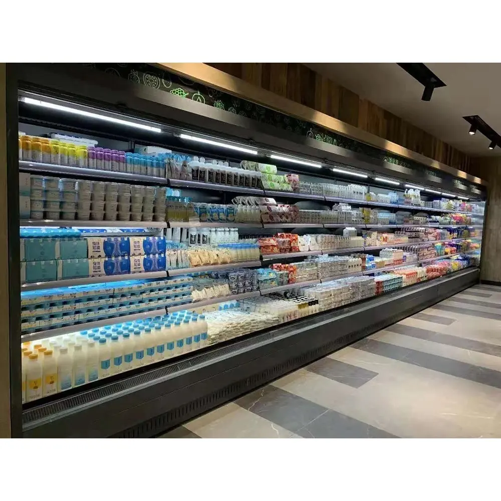 Süpermarket soğutma ekipmanları ticari multideck açık chiller ekran soğutucu vitrin