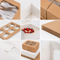 Boîte à gâteau en papier kraft personnalisée avec logo, emballage de boulangerie en carton avec poignée pour desserts et cadeaux alimentaires, directement de l'usine