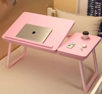 Table de lit en bois pliable et réglable, table d'étude pour dortoir, bureau d'ordinateur à domicile, bureau pour enfants, bureau pour baie vitrée, porte-gobelet convertible