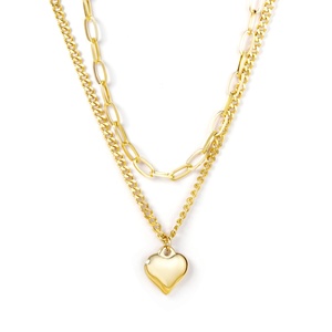 Collar Corto de Moda en Acero Inoxidable Chapado en Oro con Doble Capa en Forma de Diamante, Gargantillas de Joyería para Mujer - Product Image 1
