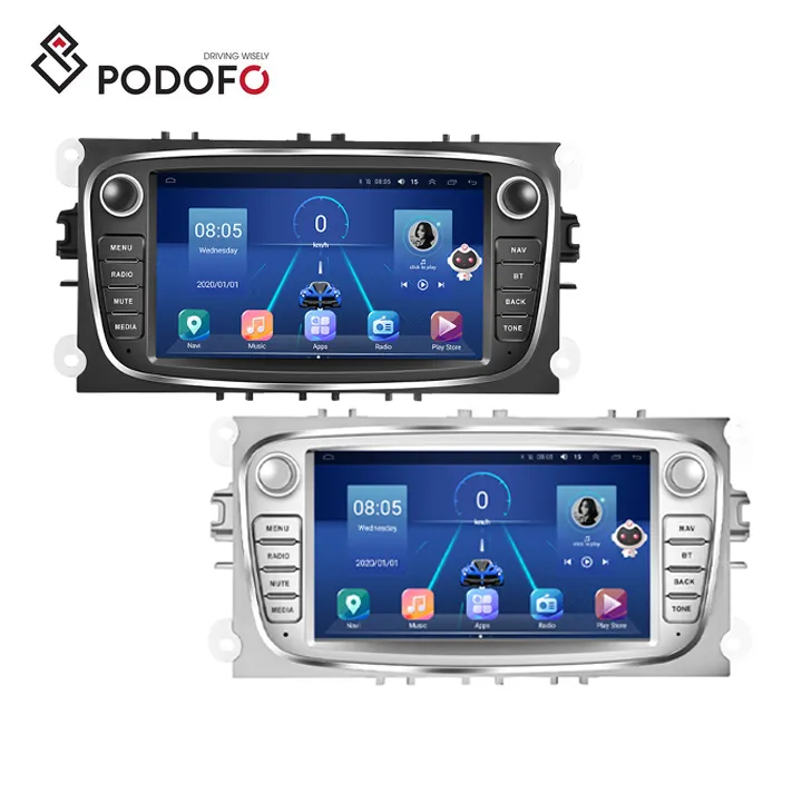 Podofo Android Autoradio 8Core 4 64G 7 ''CarPlay/Android Auto/GPS/WIFI/DSP/IPS Für Ford Focus Mondeo C-MAX S-MAX Galaxy II Kuga