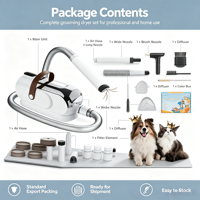 Aspirateur à poils d'animaux silencieux, machine à aspirer électrique pour le toilettage des chiens et des chats, kit de toilettage multifonction pour animaux de compagnie, utilisation domestique