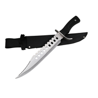 Couteau de chasse artisanal en acier inoxydable avec manche en plastique et étui en cuir