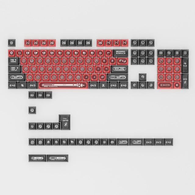 Black and Red Cat's Eye Series Sublimation Custom Mechanical Keyboard Keycaps 138-Key Full Set DIY English