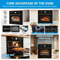 Four électrique encastrable professionnel pour la maison, 2800W, panneau en verre noir, 66L/71L, 9 fonctions, contrôle par bouton, convection