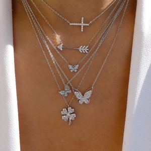 จี้เพชรทรงผีเสื้อสุดอินเทรนด์ ชุบทอง 10k/14k/18k ประดับเพชรโมอิสซาไนต์ VVS ระดับพรีเมียม เครื่องประดับผู้หญิงสุดหรูสำหรับเป็นของขวัญวันวาเลนไทน์ - Product Image 1