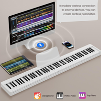 KERID Foldable Piano Keyboard Electronic Folding Piano MIDI Bluetooth Musical Instrument Portable 88 Keys Digital Folding Piano