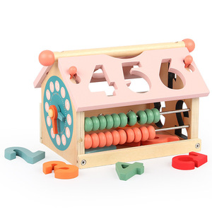 Maison de <span class=keywords><strong>sagesse</strong></span> multifonctionnelle Montessori en bois jouets assortis apprentissage numérique reconnaissance de forme géométrique pour enfants et garçons - Product Image 5