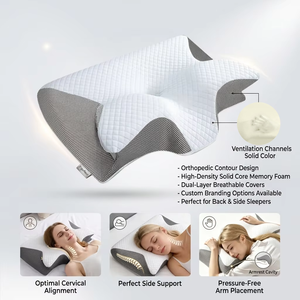Oreiller de lit ergonomique en mousse à mémoire de forme, respirant, orthopédique, confortable, de couleur unie, avec logo personnalisé, fabriqué par YUE RISE - Product Image 1