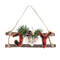 Paire de rennes de Noël faits à la main de style campagnard Zaves avec des panneaux à carreaux rouges et blancs 15x5x3cm pour la décoration de la maison pendant les fêtes