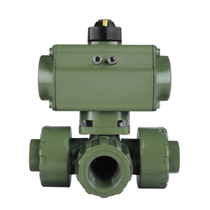 COVNA 40mm 3 Way Pneumatic Actuator PVC Ball <b>Valve</b> Double Union Air Control Ball <b>Valve</b> - Product Image 2