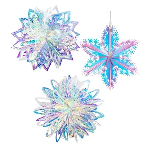 Novelty Party Holiday Ornaments Iridescent Hanging Decorations Snowflake for Christmas Wedding Birthday