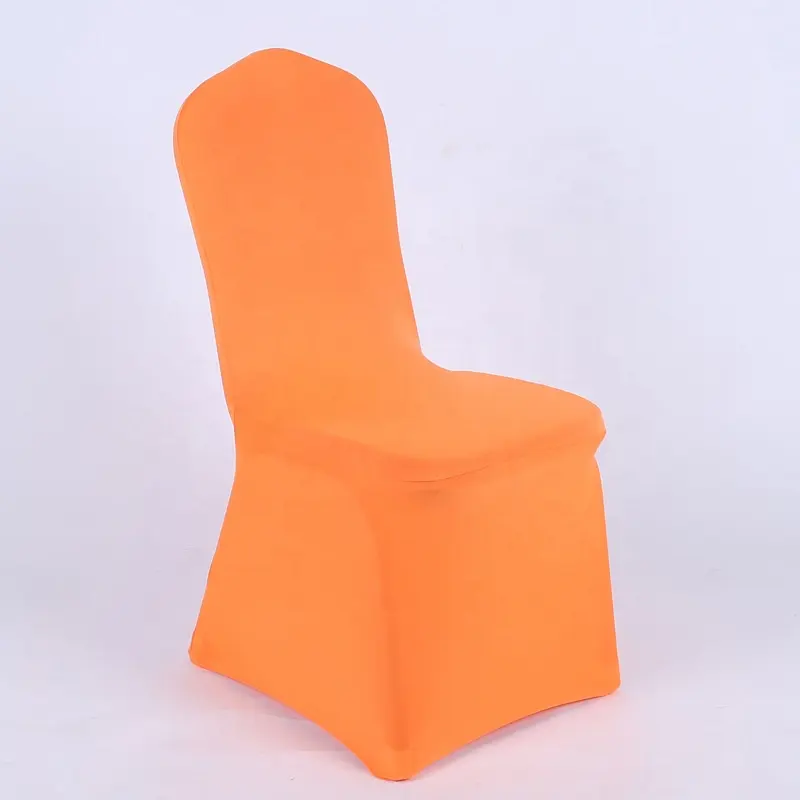 Gran oferta, fundas elásticas para sillas de Spandex de poliéster naranja para bodas, banquetes, eventos, Hotel, conferencias, restaurantes