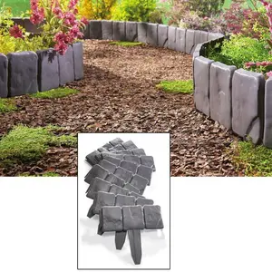 10pcs Indoor Outdoor Decorative Plastic Simulation Stone Lawn Edging Border Garden Fencing