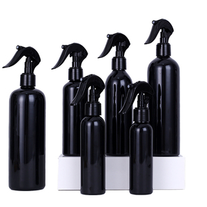 Bouteille en plastique noire à épaules arrondies, avec tête de pulvérisation noire, logo personnalisé, vide, 100 ml, 200 ml, 300 ml - Product Image 3