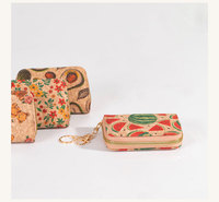 Dompet Kartu Cork Clutch Vintage Multi-fungsi Warna-warni Ultra-tipis Desain Artistik