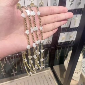 Sıcak satış 18k altın kaplama su geçirmez gerdanlık kararmaz ücretsiz paslanmaz çelik tıknaz altın kadınlar için dolgulu boncuklu kolyeler - Product Image 4