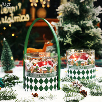Aierflorist, recién llegado, caja circular de manzana de fruta de Navidad estrellada, caja de dulces de Navidad, caja vacía redonda con ventana acrílica