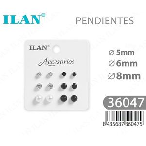 Orecchini a Perno con Perle Nere e Bianche da 5mm, 6mm, 8mm - Product Image 1