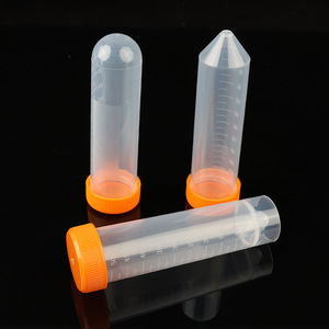Hisamori Centrifuge Tubes 50ml Plastic With <b>Screw</b> Caps Pointed <b>Flat</b> Round Bottom Graduated Markings - Product Image 2