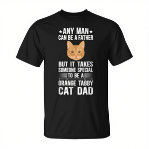 T-shirt Orange Tabby Cat Dad pour les propriétaires de chats, chemise noire pour hommes - Product Image 2