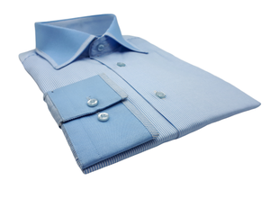 Hot Sale Slim Fit <b>Long</b> <b>Sleeve</b> Business <b>Men's</b> <b>Shirt</b> <b>Striped</b> Pattern High Polo Collar Quick Dry Cotton Spandex Poplin Spring - Product Image 2