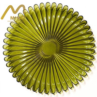 Ensemble de 13 assiettes de présentation en verre vert olive en forme de fleur, durables et colorées, pour mariages et événements festifs