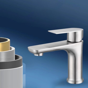 Rubinetto Miscelatore per Lavabo da Bagno Moderno in Acciaio Inox con Valvola in Ceramica, Montaggio su Piano a Foro Singolo - Product Image 5
