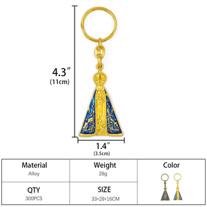 Nuevo llavero de aleación de Zinc Virgen María con esmalte azul colgante religioso católico llavero regalo de joyería cristiana para creyentes - Product Image 2
