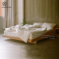 Cama Baja Tatami de Madera Maciza de Roble, Estilo Nórdico Japonés Moderno y Sencillo, Tipo Flotante para Alojamiento