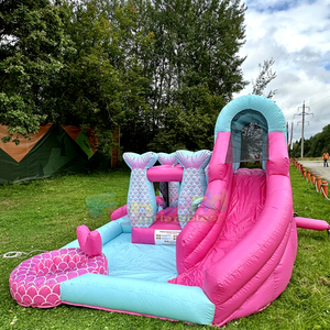 Castillo inflable comercial con tobogán de agua de PVC y piscina para fiestas infantiles de verano en el patio trasero. - Product Image 3