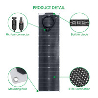 Panneaux solaires flexibles de haute qualité 50W-300W 18V-36V PV à couche mince pour caravanes RV remorques campeurs chariots