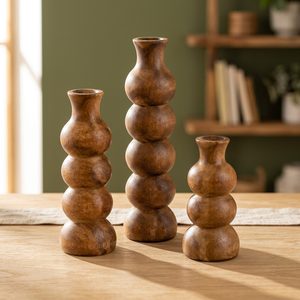 Vase à fleurs en bois de manguier tourné à la main, design traditionnel, écologique, vente en gros, décoration d'intérieur, Aqudus Saleem, léger - Product Image 2