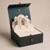 Boîte cadeau en papier rigide 3D personnalisée de luxe, boîte d'emballage artistique en papier architectural créative pour cadeaux haut de gamme
