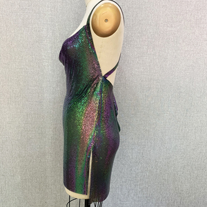 Sexy Clubwear multicolore maglia di <span class=keywords><strong>paillettes</strong></span> in metallo senza schienale <span class=keywords><strong>Mini</strong></span> <span class=keywords><strong>abito</strong></span> da donna in maglia di maglia per la festa - Product Image 4