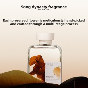 Diffuseur d'arômes sans flamme 200 ml, sans <span class=keywords><strong>alcool</strong></span>, aux huiles essentielles naturelles, coffret cadeau, parfum longue durée Fleur <span class=keywords><strong>de</strong></span> Pêcher et Rotin - Product Image 2