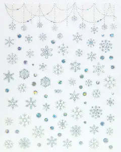 สติกเกอร์ติดเล็บรูปเกล็ดหิมะสีขาวสำหรับเทศกาลคริสต์มาสสติกเกอร์ตกแต่งเล็บ