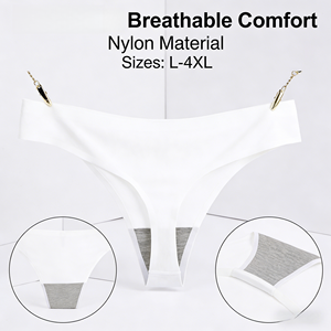 Slip Donna a Vita Bassa Senza Cuciture in Nylon Morbido Effetto Seta Ghiaccio Traspirante Confortevole con Controllo Pancia Taglie L-4XL - Product Image 1