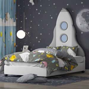 Rocket Ship Kids Daybed Full Wood Almacenamiento creativo moderno para niños Diseño de dibujos animados para jóvenes con tema de aventura - Product Image 2
