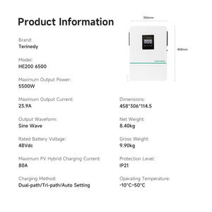 5.5KW 3.6KW saf sinüs dalgası hibrid güneş inverteri 24 <span class=keywords><strong>Volt</strong></span> güneş enerjisi sistemi için 220 <span class=keywords><strong>Volt</strong></span> güneş invertör - Product Image 2