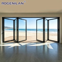 Puertas Plegables de Vidrio Doble Resistentes al Viento, Personalizadas de Fábrica ROGENILAN, Puerta Plegable de Aluminio con Acristalamiento Low-E para Exteriores