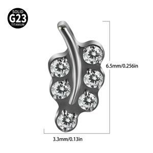 Boucles d'oreilles clous en alliage de titane G23, forme papillon, serti à griffes, bijoux de piercing tendance - Product Image 2