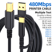 Câble d'imprimante polyvalent 2 en 1 USB A et C vers USB B, 480 Mbps, haute vitesse, double prise, cordon hybride pour HP Canon Epson Brother