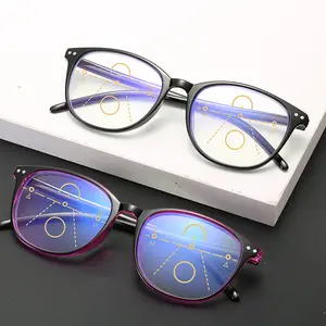 Paku Keling Retro Anti Cahaya Biru untuk Pria atau Wanita Tua 2023 2022 Anteojos Lectura Kacamata Baca Progresif dengan Lensa Multifokal