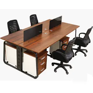 Modern stylish minimalist 4-person office card combination screen steel frame table desks