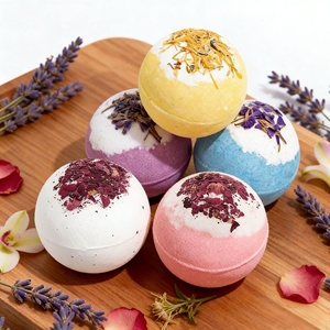 Bombes de bain aux fleurs séchées 100g, boules de bain moussantes aux huiles essentielles, bombes de bain nettoyantes bio - Product Image 4