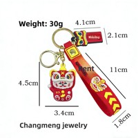 Nouveau style tendance nationale de dessins animés Porte-clés en PVC Lion porte-bonheur Chat de la fortune Pendentif pour voiture et sac Petit cadeau de vacances Vente en gros