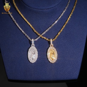 Hete Aanbieding Iced Out <span class=keywords><strong>Moissanite</strong></span> Sieraden Maria Hanger 925 Zilver <span class=keywords><strong>Moissanite</strong></span> Hanger HipHop Sieraden Hip Hop Hanger met GRA - Product Image 2